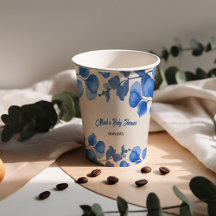 Blue Baby Shower paper cup – Custom Name & Event 