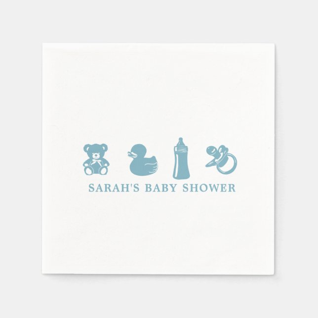 Blue Baby Shower Paper Napkin Pappersservett (Framsidan)