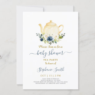 Blue Baby Shower Par-Tea-inbjudan Inbjudningar