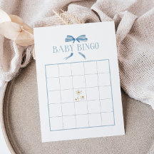Blue Baby Shower Vår Blommigt Baby Bingo