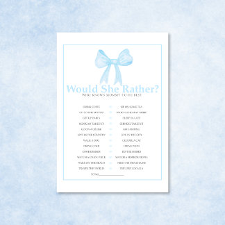 Blue Baby Shower Would She Rather Game – Printable Brevhuvud