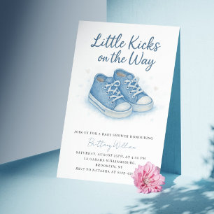Blue Baby Sneakers Baby Shower Inbjudningar