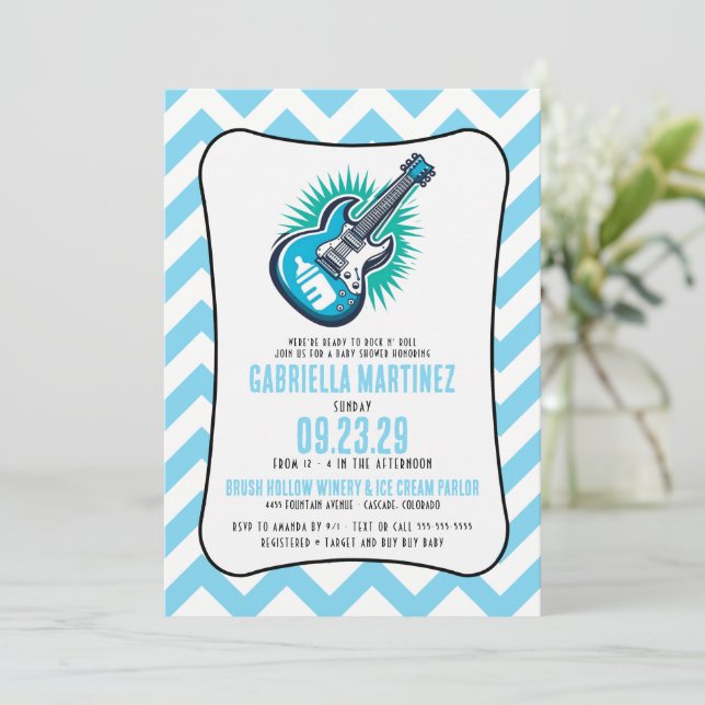 Blue Baby Sten Baby Shower Inbjudningar (Stående Fram)