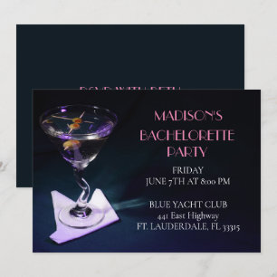Blue Bachelorette Martini Brudens sida Inbjudningar