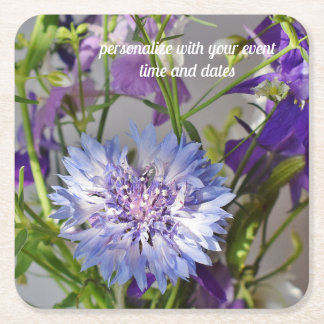 Blue Bachelor's Button Underlägg Papper Kvadrat