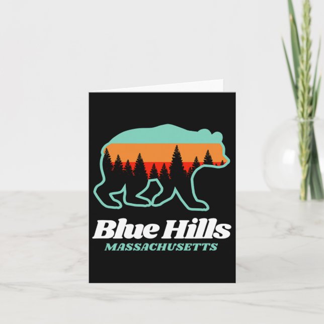 Blue Backe Machusetts Skiing Snowboarding Bear Kort (Framsida)