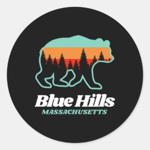 Blue Backe Machusetts Skiing Snowboarding Bear Runt Klistermärke