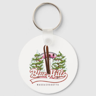 Blue Backe Massachusetts Ski logotyp Nyckelring