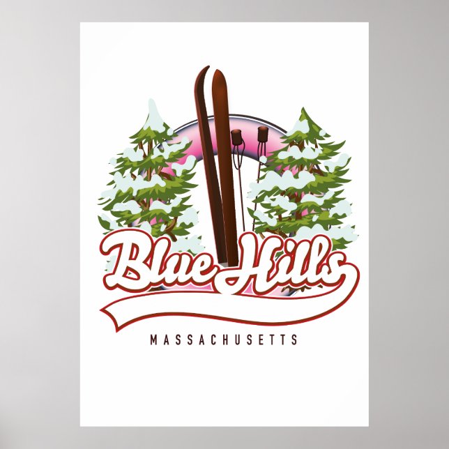 Blue Backe Massachusetts Ski logotyp Poster (Framsidan)