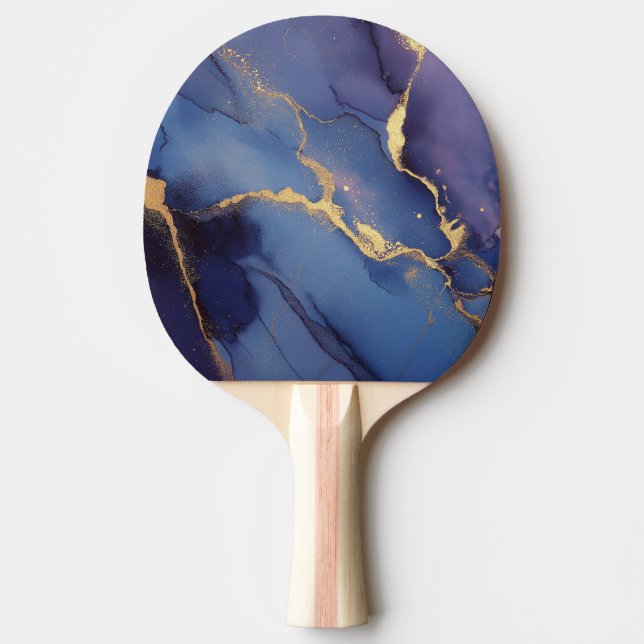Blue background with gold streaks and dots pingisracket (Framsidan)