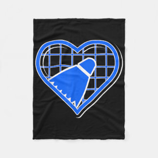 Blue Badminton Heart för Badminton Älskare Fleecefilt