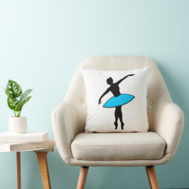 Blue Ballerina Silhouette Dancer en Pointe Dancing Kudde