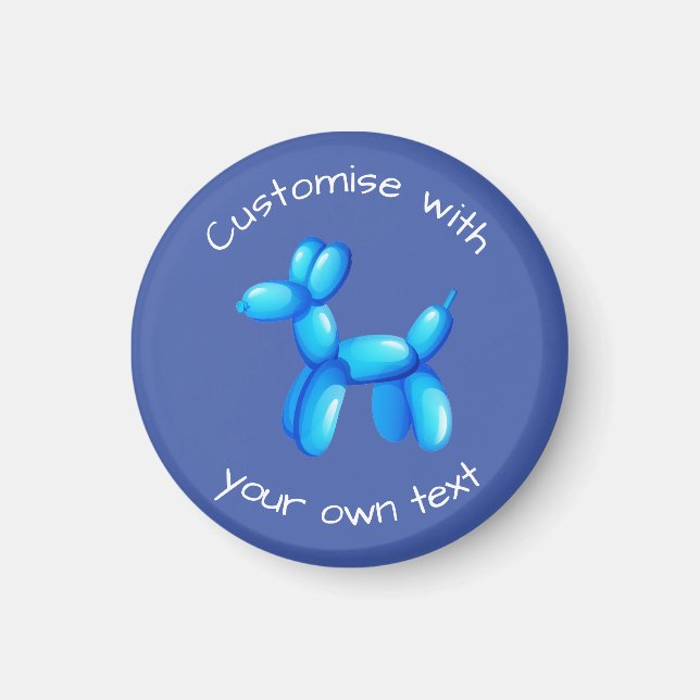 Blue Balloon Animal Dog Custom Text Magnet (Framsidan)