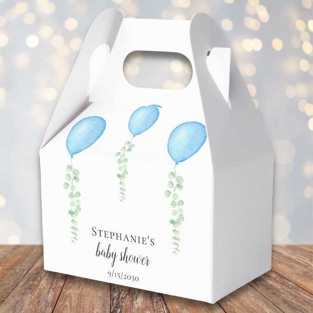Blue Balloon Baby Shower Greenery Presentaskar (Skapare uppladdad)