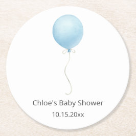 Blue Balloon Baby Shower Underlägg Papper Rund