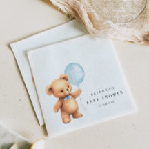 Blue Balloon Bear Baby Shower