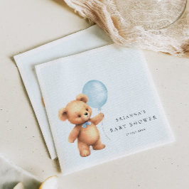 Blue Balloon Bear Baby Shower Pappersservett