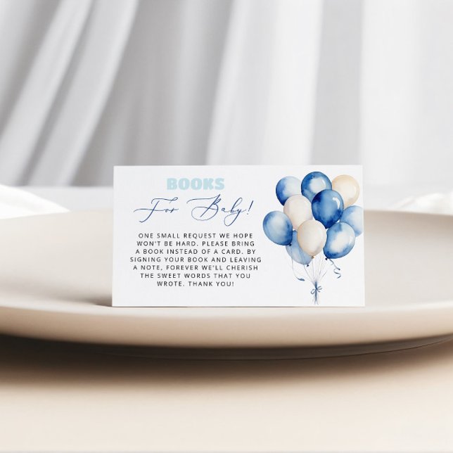 Blue Balloon Bear-böcker för baby boy baby shower Tilläggskort (Skapare uppladdad)