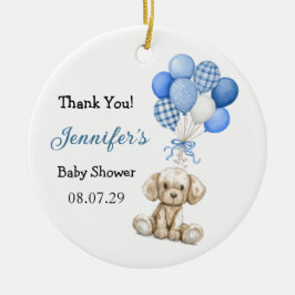 Blue Balloon Boy Shower Ornament