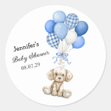 Blue Balloon Boy Shower Sticker