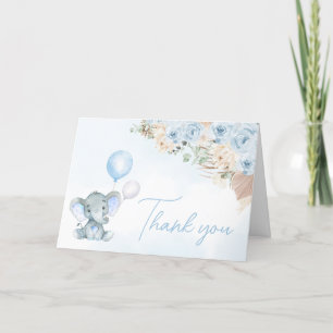 Blue Balloon Elephant Baby Shower Tack Kort