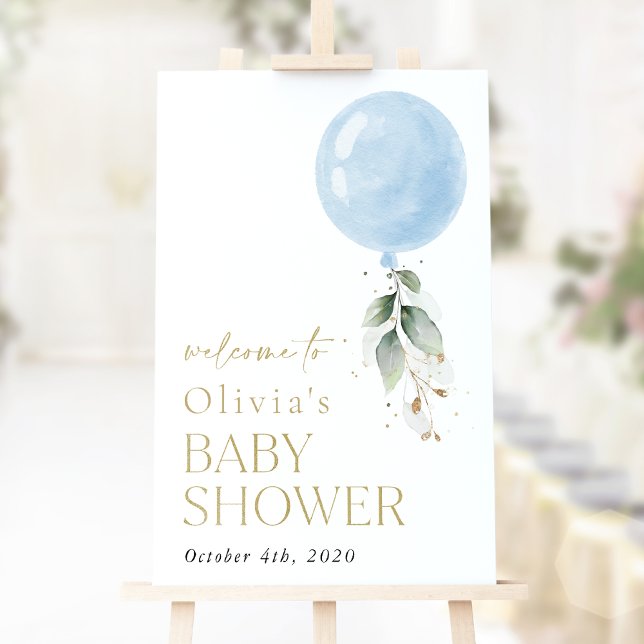 Blue Balloon, Eucalyptus, Baby Shower Welcome Poster (Skapare uppladdad)