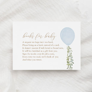 Blue Balloon Eucalyptus Bokar för Baby Request Enc Tilläggskort