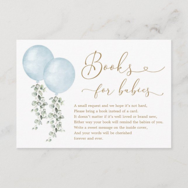 Blue Balloon Eucalyptus Bokar for Twin Pojke Tilläggskort (Framsida)