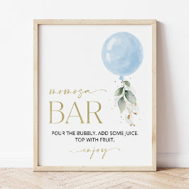 Blue Balloon, Eucalyptus, Greenery, Momosa Pub Poster