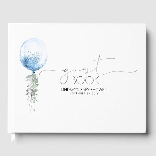 Blue Balloon Garland Baby Shower Guest Bok (Framsida)