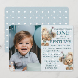 Blue Balloon Hedgehog Celebration Inbjudningar