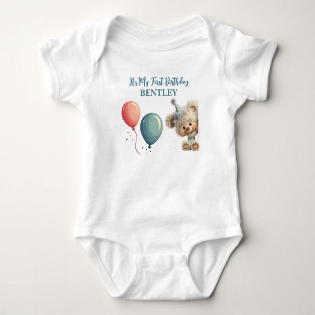 Blue Balloon Hedgehogs Celebration T Shirt (Framsida)