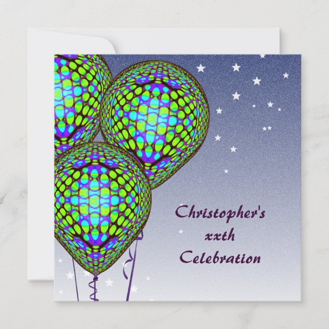 Blue Balloon Inbjudan (Framsida)