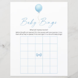 Blue Balloon Modern Baby Shower Bingo Game