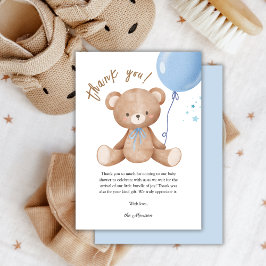 Blue Balloon Nalle Baby Shower - tack för ditt kor