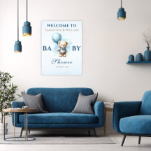 Blue Balloon Nalle Boy Shower