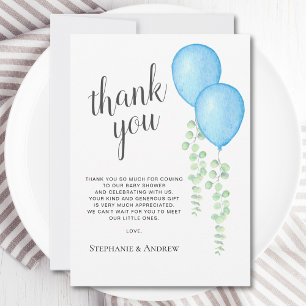 Blue Balloon Twillingars Baby Shower Tack Kort