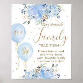 Blue Balloons Blommigt Boy Favorite Family Traditi Poster