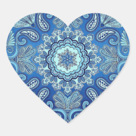 Blue Bandana Land Heart Sticker Hjärtformat Klistermärke