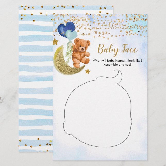 Blue Barly Baby Shower Baby Ansikte (Fram/baksida)