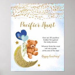 Blue Barly Baby Shower Nappar Hunt Poster