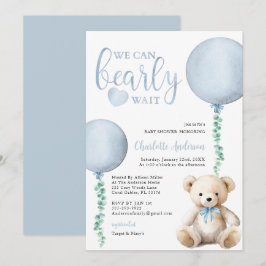 Blue Barly Wait Baby Shower-inbjudan Boy Inbjudningar