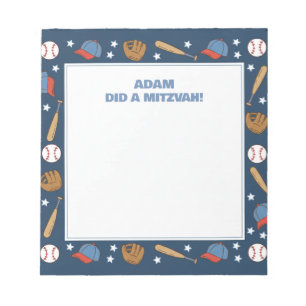 Blue Baseball Sport Theme Personlig Mitzvah Anteckningsblock