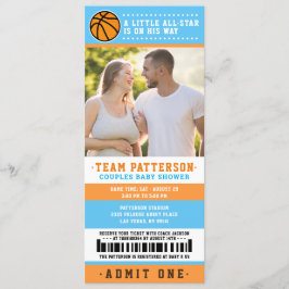Blue Basketball Biljett Par Baby Shower Photo Inbjudningar