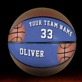Blue Basketball Boll med spelarteamets Namn nummer