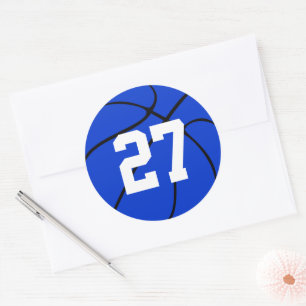 Blue Basketball Jersey Number Round Stickers Runt Klistermärke