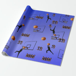 Blue Basketball Players Mönster Presentpapper