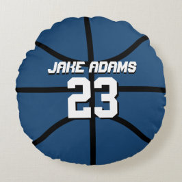 Blue Basketball Sports Team Anpassa Round Pillow Rund Kudde