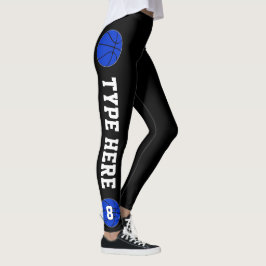Blue Basketball Team Namn och Players Number Sport Leggings