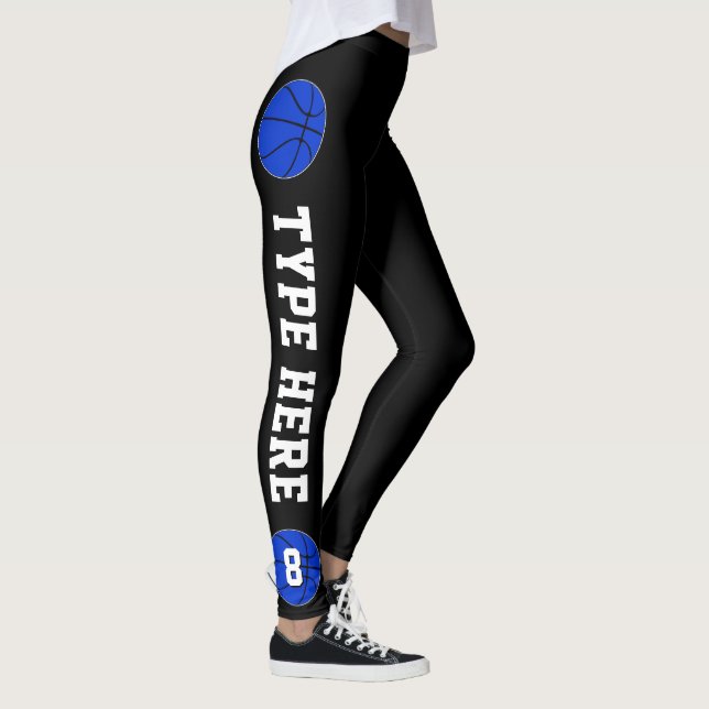 Blue Basketball Team Namn och Players Number Sport Leggings (Höger)